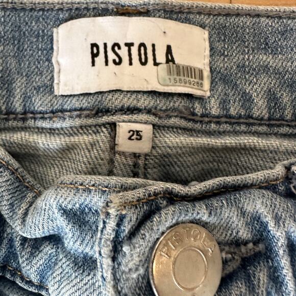 Pistola Straight Split Hem Jeans SIZE 25 High Rise Distress Denim Designer $168 - Picture 11 of 11